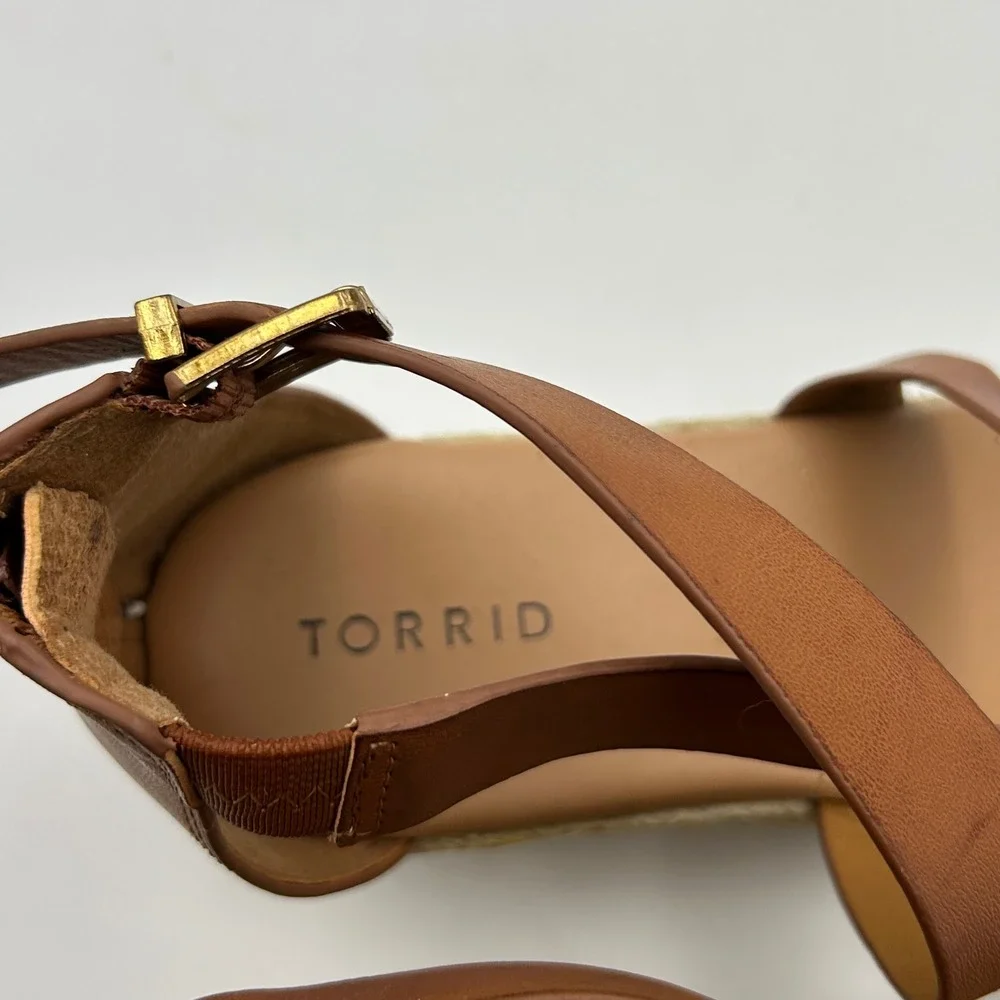 Torrid Espadrille Wedge Sandals Womens 8.5 Brown Criss Cross Strappy Boho Summer